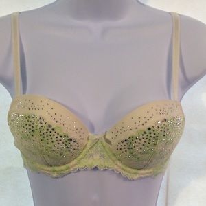 NWOT VS Crystal Green & White 34B Push-up Bra